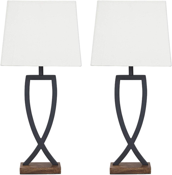 Table Lamp Ashley Signature Design Makara Metal Minimalist Set of 2  Black & Brown L204174