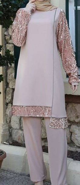 Pants Suit Sequin Sleeve