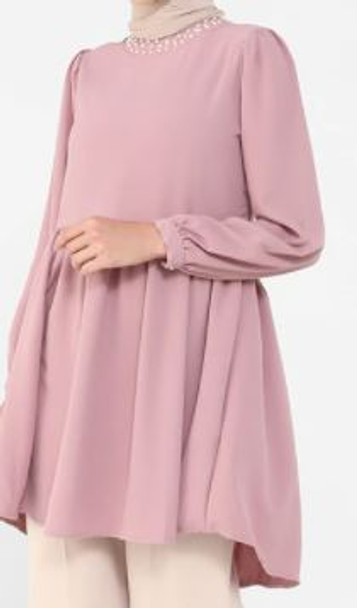 Top Tunic Pearl details Pink / Grey