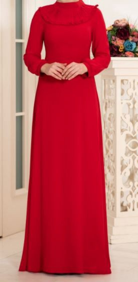 Dress Evening Red Ruffle detail Plus Size