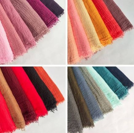Hijab Scarf Cotton Crinkle Assorted Colors