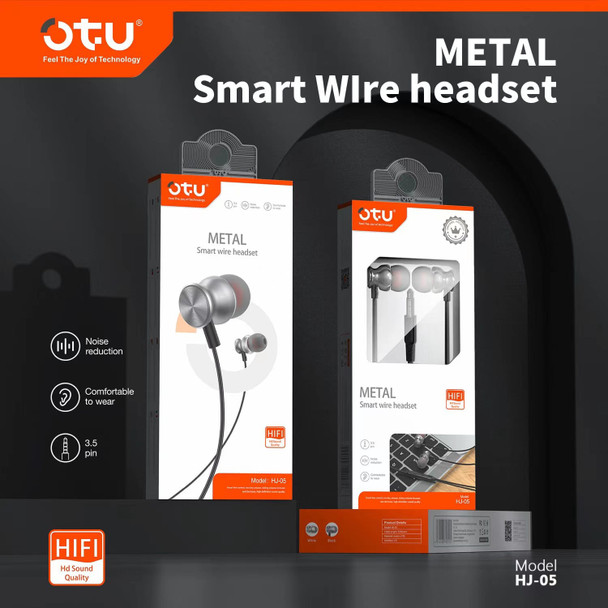 HEADPHONES & MIC OTU HJ-05 SMART WIRE HEADSET METAL HIFI IN-EAR