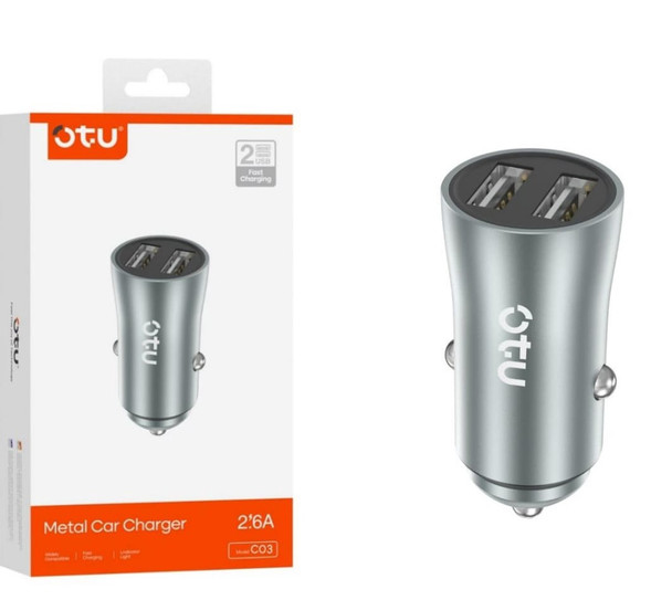 CHARGER CAR OTU C03 METAL CAR CHARGER 2USB 2.6A
