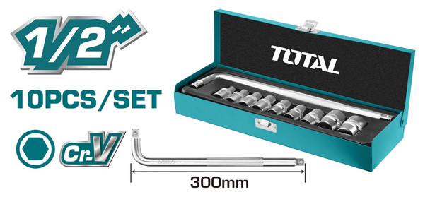 SOCKET SET 10PCS 1/2 TOTAL THTL121101
