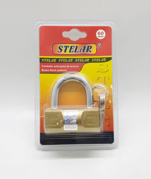 PADLOCK 60MM STELAR BRASS BLOCK