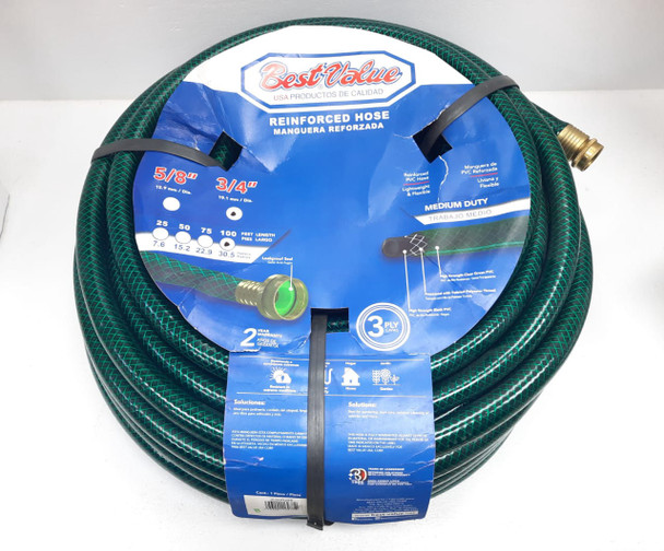 HOSE 3/4" X 100FT BEST VALUE GREEN REINFORCED ROLL #J02MR285 MEDIUM DUTY