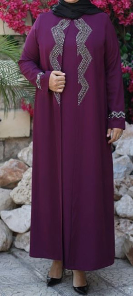 Gown Abaya Plus Beads Plum / Rust