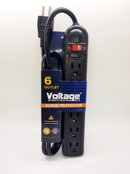 POWER STRIP 6 OUTLET VOLTAGE GTS-B14-BLK