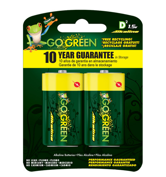 BATTERY GOGREEN D SIZE ALKALINE 24004 2PCS PACK