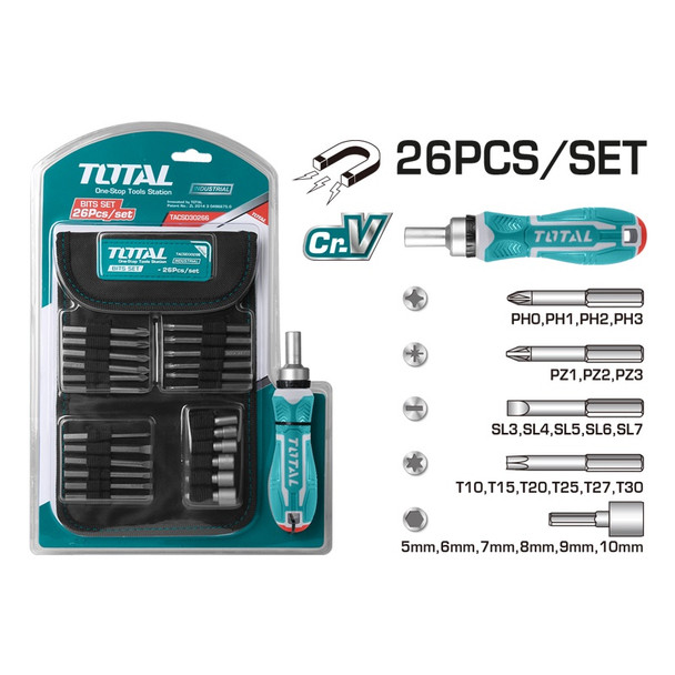 SCREWDRIVER BIT SET 26PCS TOTAL TACSD30266 - A. Ally & Sons