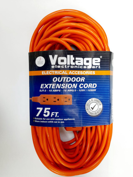 EXTENSION CORD OUTDOOR 75FT VOLTAGE ORANGE 75FT/W/S