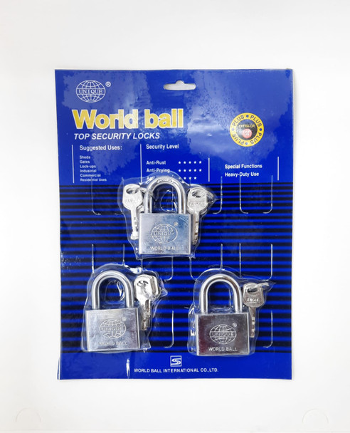 PADLOCK WORLD BALL 50MM 3PCS UNIQUE