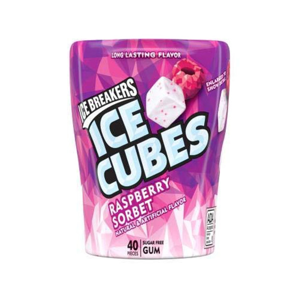 ICE BREAKERS ICE CUBE RASPBERRY SORBET SUGAR FREE GUM 40-PIECES