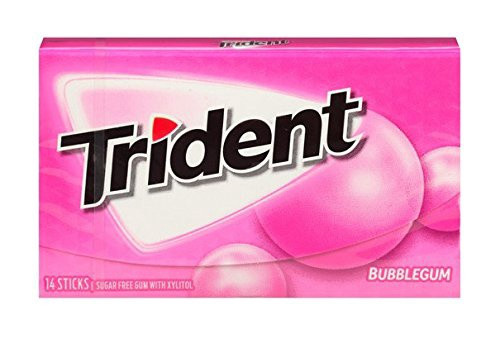TRIDENT BUBBLEGUM FLAVOR GUM SUGAR FREE 14-PIECES