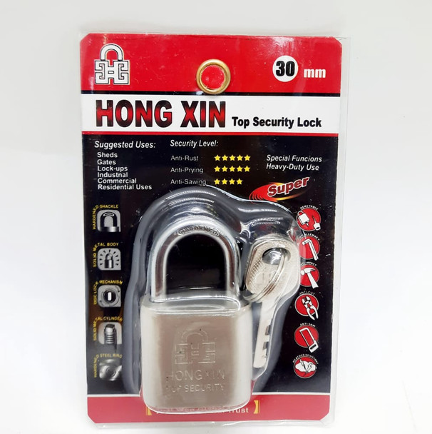 PADLOCK 30MM HONG XIN SHORT SHACKLE CHROME