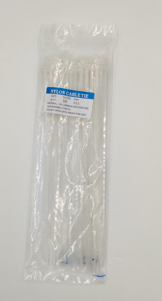 CABLE TIES 10" 5 X 250MM 100PCS PACK NYLON