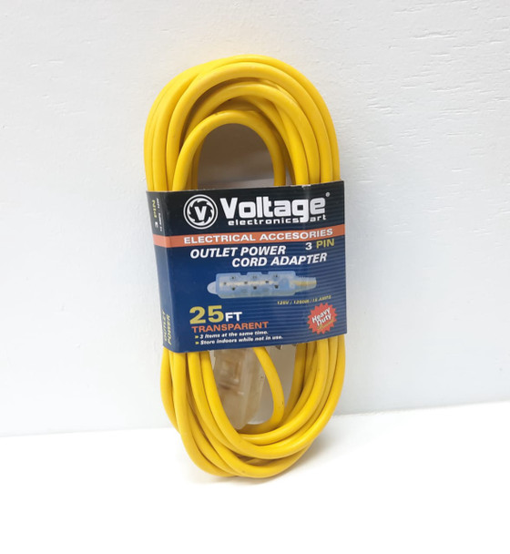EXTENSION CORD OUTDOOR YELLOW 25FT VOLTAGE V-TEC-002-25