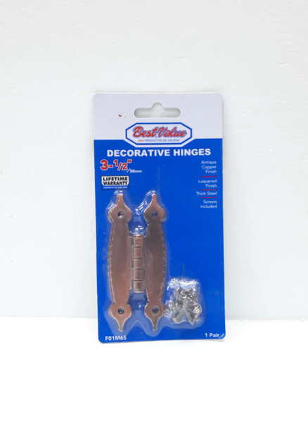 BUTT HINGES 3 1/2" DECORATIVE ANTIQUE COPPER BEST VALUE F01M65