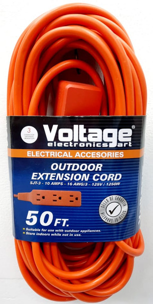 EXTENSION CORD OUTDOOR 50FT VOLTAGE ORANGE 50FT/W/S