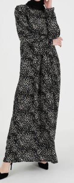 Dress Printed Black w/white & beige