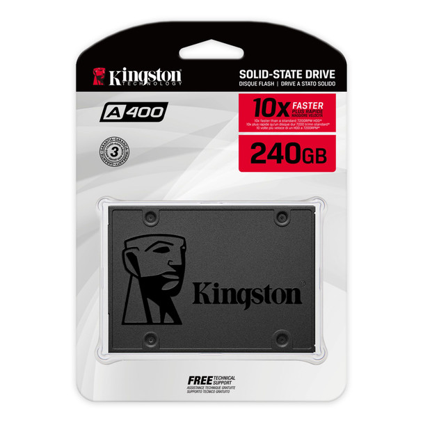 COMPUTER HARD DRIVE SSD 240GB 2.5" KINGSTON A400 SA400S37/240X 10X SOLID-STATE DRIVE