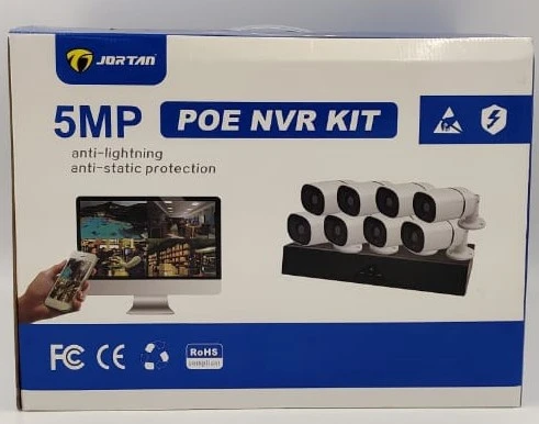 SECURITY CAMERA KIT 8-PORT NVR JORTAN 85146POE48V-8 5MP POE COMBO KIT
