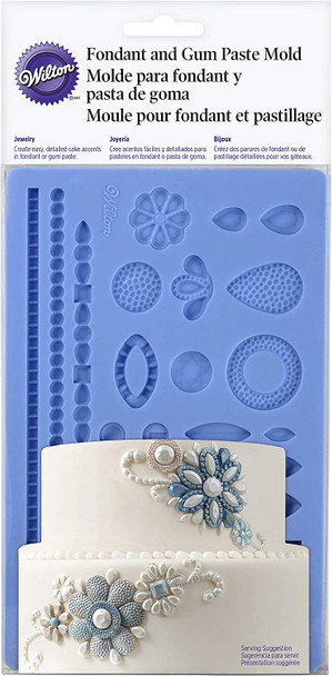 BAKING WILTON FONDANT AND GUM PASTE SILICONE MOLD JEWELRY BLUE 409-2528