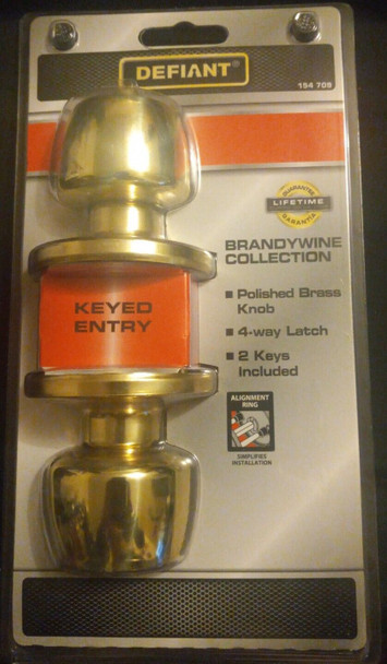 LOCK DEFIANT ENTRY KNOB 154 709 POLISH BRASS LOCK DEFIANT ENTRY KNOB 154 709 POLISH BRASS