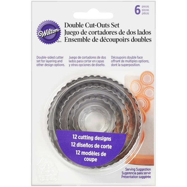 BAKING WILTON COOKIE CUTTER DOUBLE CUT-OUTS 6PCS SET ROUND 417-2581