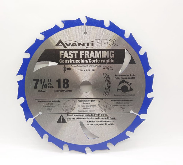 BLADE CIRCLE SAW 7 1/4" X 18T AVANTI PRO P0718