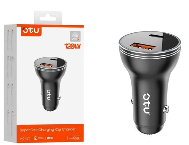 CHARGER CAR OTU C06 SUPER FAST CHARGING CAR CHARGER 2USB 120W TYPE-C + USB