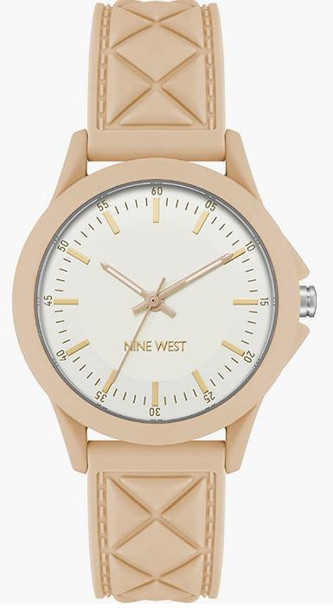 Watch Women Nine West Silicone Strap Tan/gold 2746SVTN