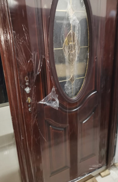 DOOR METAL SINGLE HEAVY COPPER WITH GLASS 2050X960X50MM KMH-008