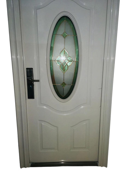 DOOR METAL SINGLE WHITE OVAL GLASS 2050X960X50MM G007-W-1