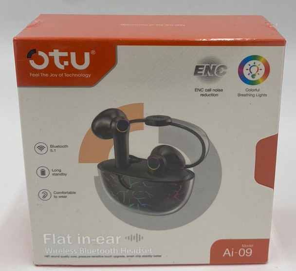 HEADPHONES WIRELESS EARPHONE OTU AI-09 FLAT IN-EAR BLUETOOTH HEADSET