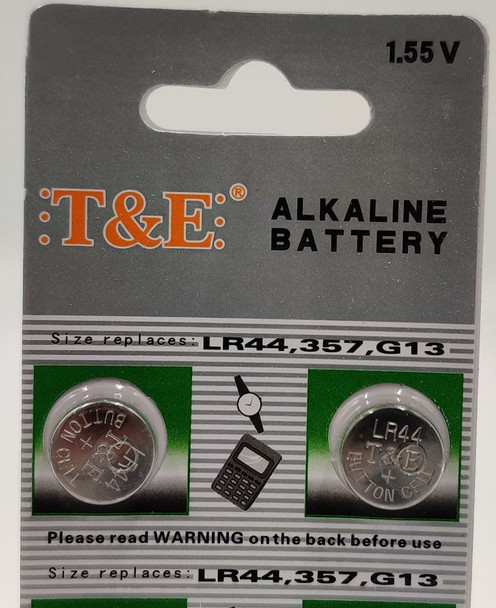 BATTERY T&E LR44 357 G13 1.55V ALKALINE SOLD EACH