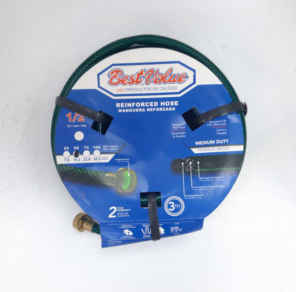 HOSE 1/2" X 50FT BEST VALUE GREEN REINFORCED ROLL #J02MR050 MEDIUM DUTY
