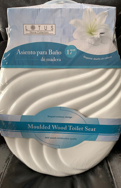 TOILET SEAT LOTUS WOOD #LT-7050W W/WAVE WHITE