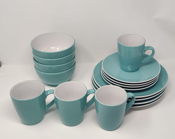 DINNER SET 16PCS ROUND STONEWARE JY-103 GREEN