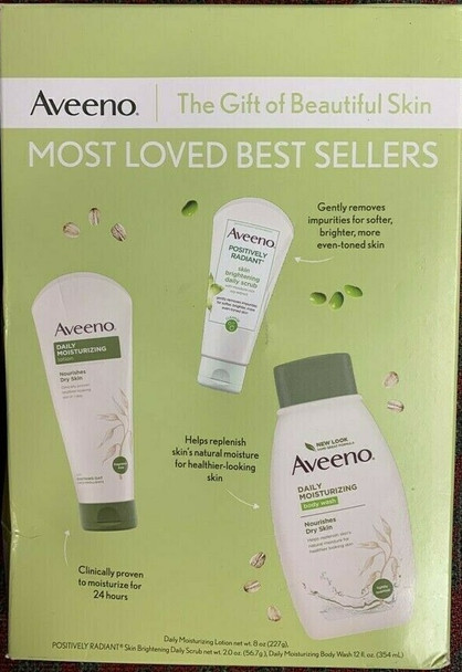 Lotion Set Women Aveeno Most Loved Best Sellers Gift Set Lotion Scrub & Body Wash