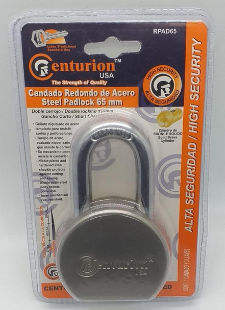 PADLOCK CENTURION 65MM STEEL SHORT RPAD65