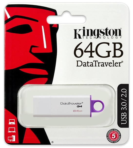 COMPUTER FLASH DRIVE 64GB KINGSTON USB G4 DATA TRAVELER DTIG4/64GB