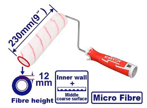ROLLER BRUSH 9" WITH HANDLE EMTOP ECBH042301 MICRO FIBER