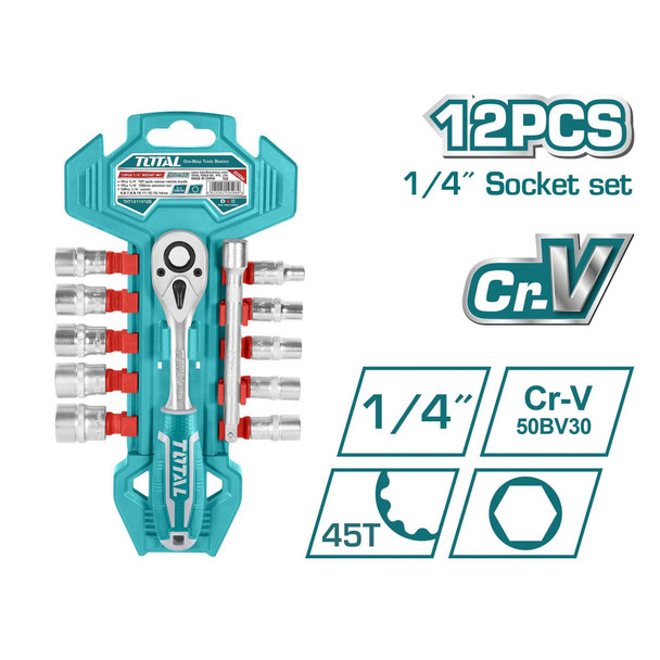 SOCKET SET 12PCS TOTAL THT14114126 1/4"