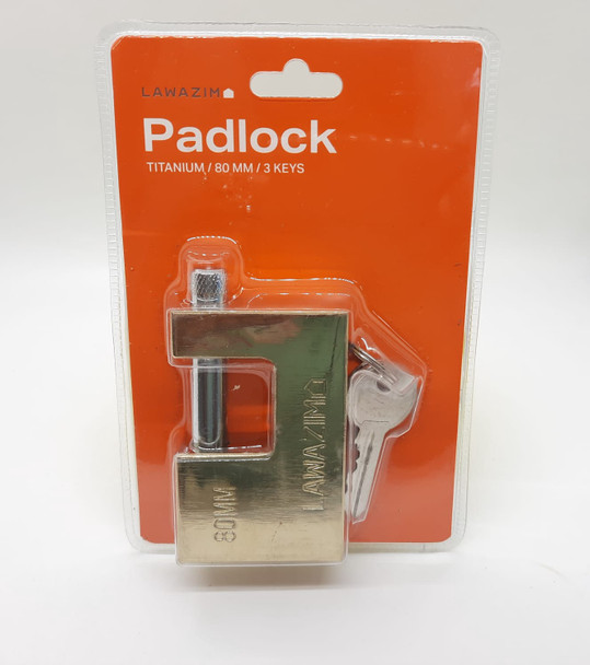 PADLOCK 80MM BLOCK LAWAZIM TITANIUM GOLD 01-5104-01