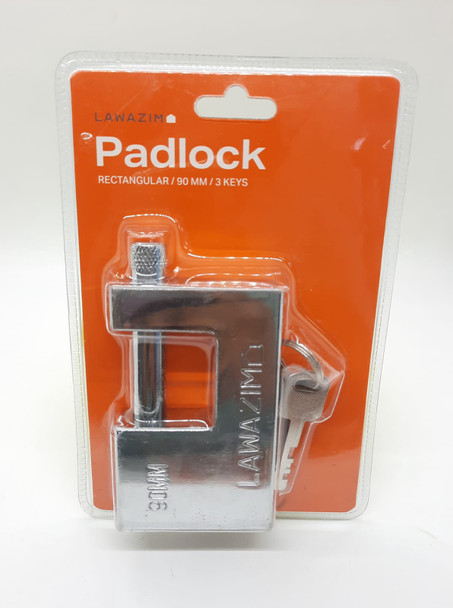 PADLOCK 90MM BLOCK LAWAZIM RECTANGULAR SILVER 01-5102-02