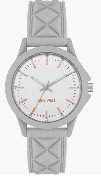 Watch Women Nine West Silicone Strap Grey 2746SVGY