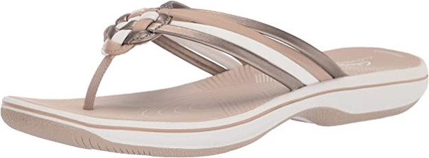 Footwear Women Clarks Breeze Coral Flip-Flop Metallic