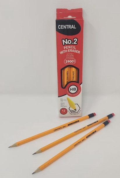 STATIONERY PENCIL CENTRAL NO. 2 HB YELLOW 12PCS PACK WITH ERASER 39001