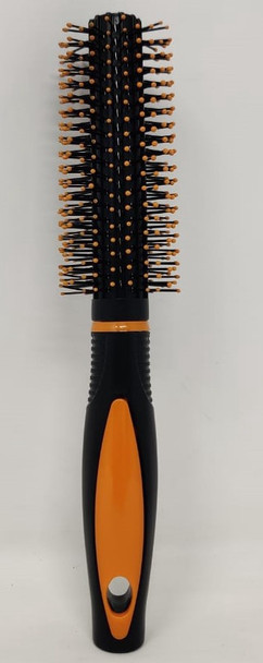 HAIR BRUSH ROUND BLACK & COLOR HANDLE